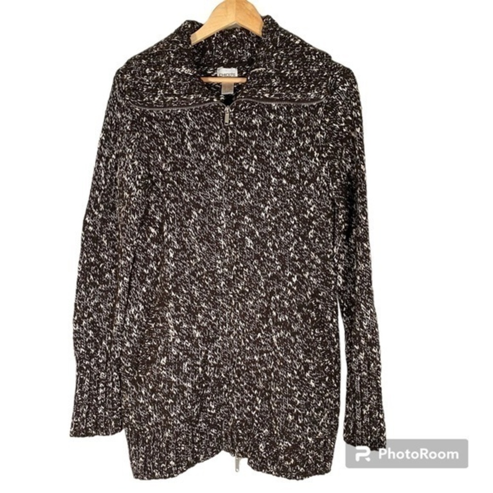 🚘*CLEARANCE*🚘 CHICO’S Marled Chunky Knit Full Zip Sweater Jacket 0 (S)